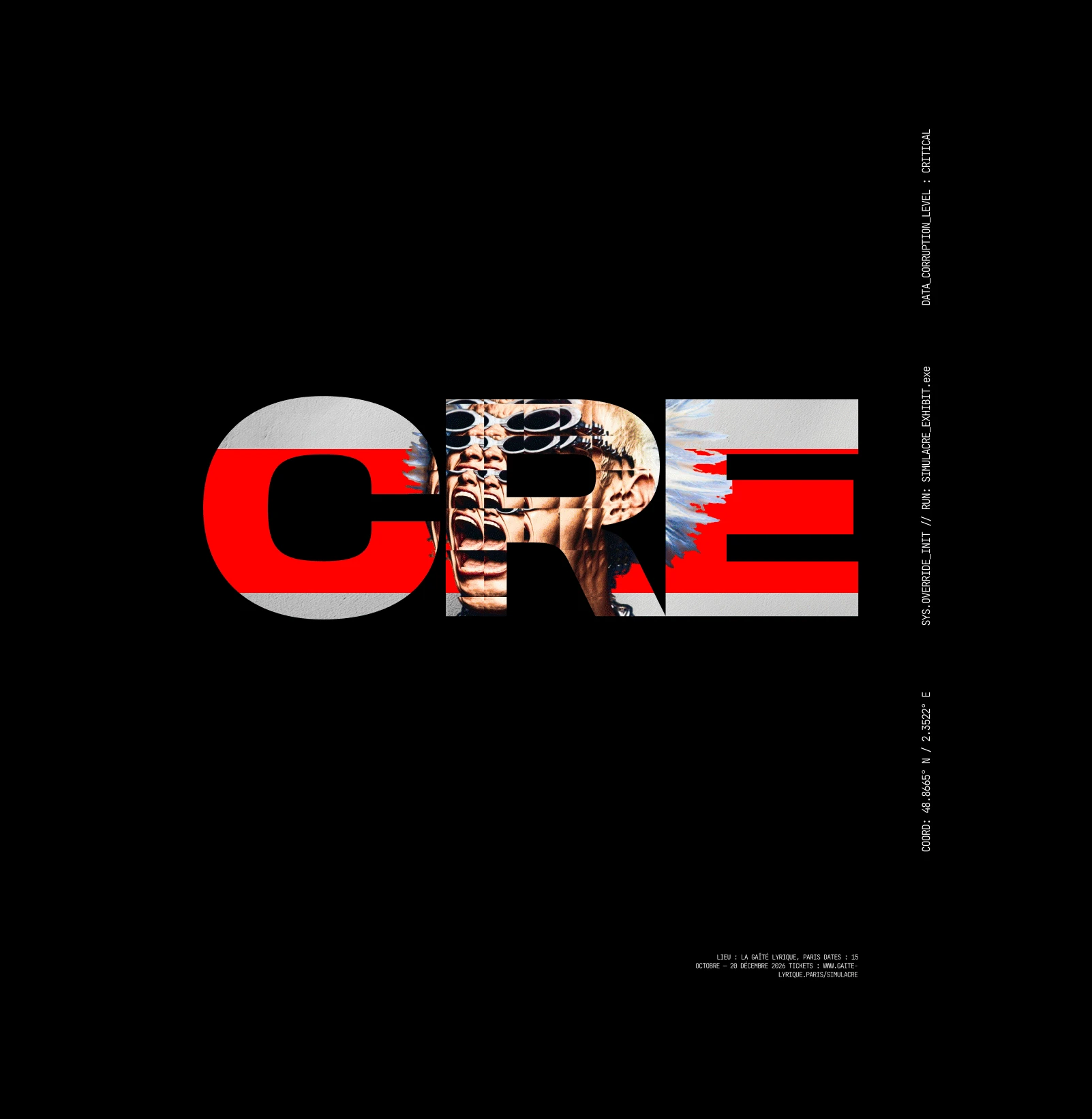 CRE poster: red letters over a screaming, multiplied face